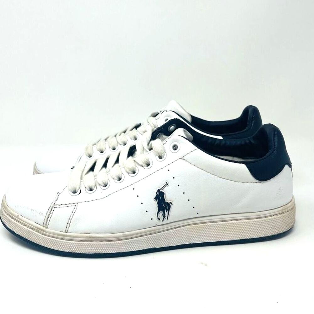 Polo Ralph Lauren Whickham Sneakers Lace-Up Low Top White Leather Size 9D